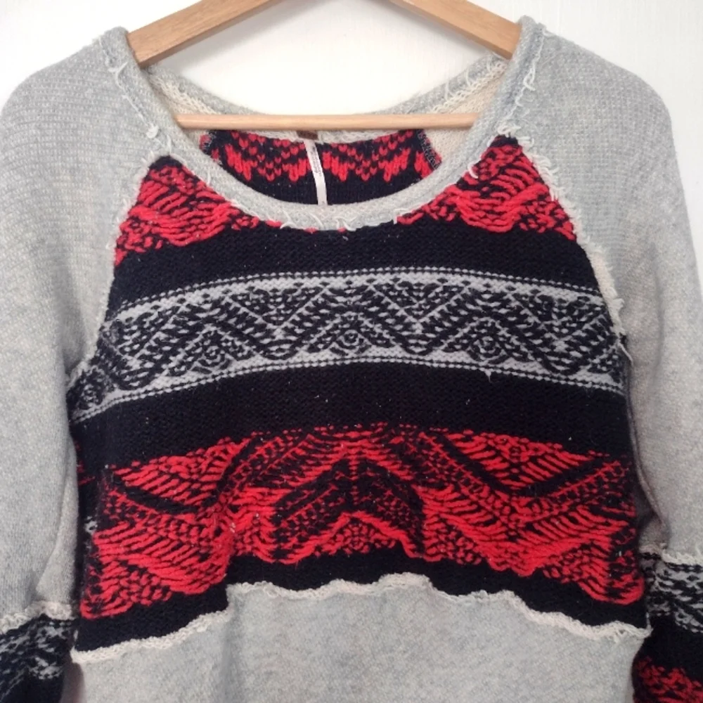 Free People Snow Angel Pullover Boho Aztec Sweater - Picture 5 of 16